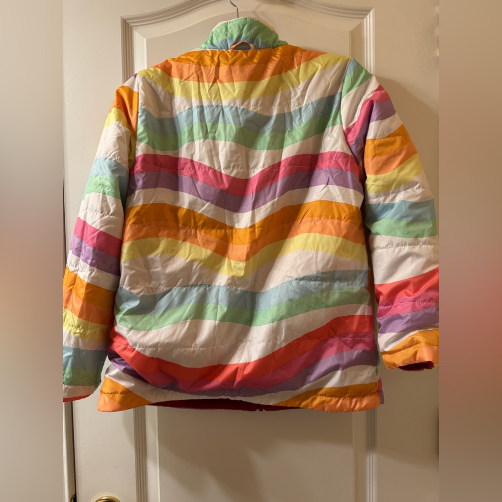 NWOT Multicolor Striped Kids Puffer Jacket - Picture 4 of 7